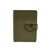 M82198 Compact Wallet Leather LV Vertical Wallet Compact Bifold Wallet Beige Leather Used