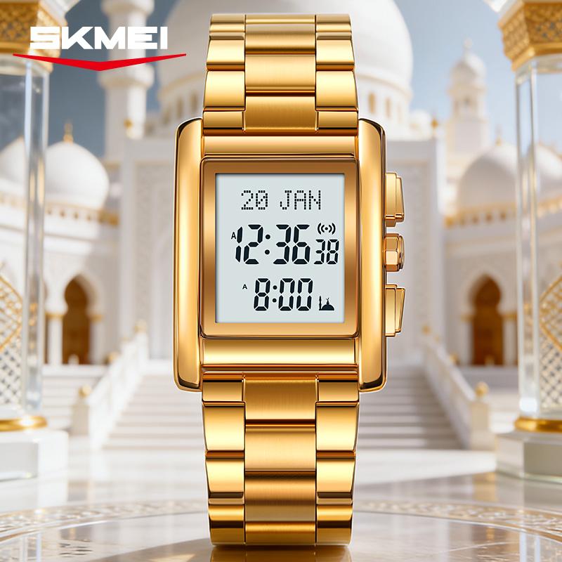 Skmei 2753 Hot Sell Fashion MUSLIM COMPASS QIBLA WATCH Digital Watch  Steel Band Waterproof Multifunction  Casual Watch Supplier