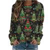 Christmas season women's 3D printed sweatshirt red Santa Claus pattern round neck pullover casual polyester daily wear