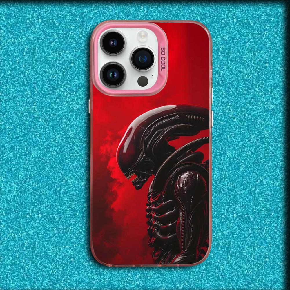 

Movie A-Alien Xenomorph Phone Case For iPhone 16,15,14,13,12,11,Mini,Pro,MAX Pink Matte Silicone Cover iPhone13