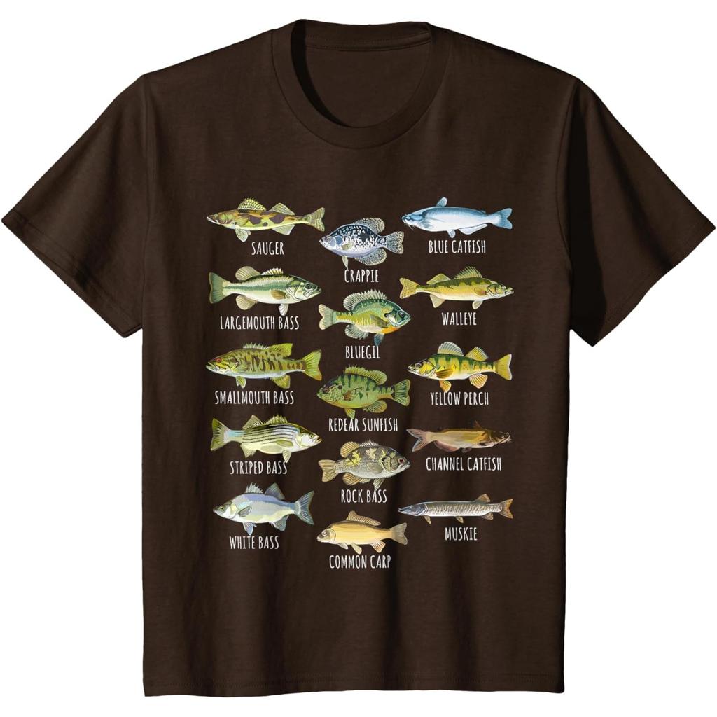 Kids Fish Species Biology Types of Freshwater Fish Fishing T-Shirt