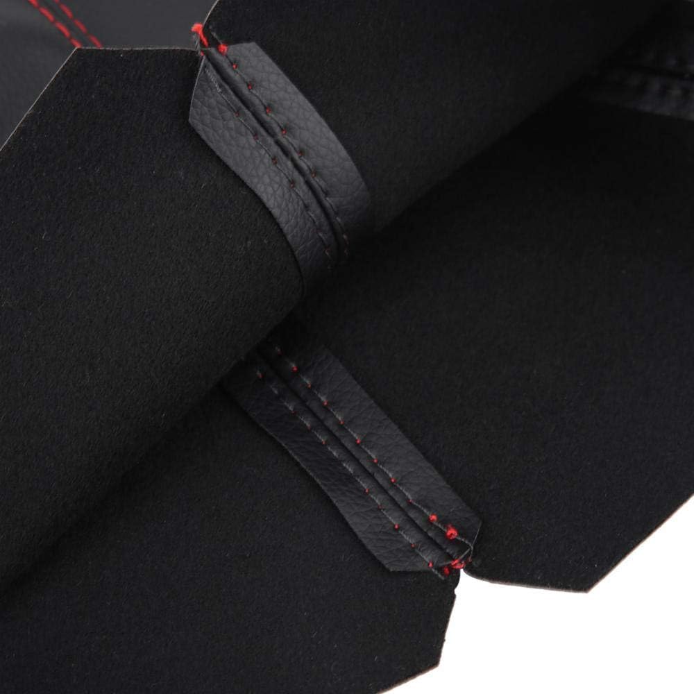 Shifter Boot Universal, PU Leather Shift Boot Retainer Stick Shift Sleeve Gear Shifter Boot Gear Gaiter Cover Black Bright Red Stitch