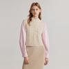 ELLE French Design Sleeveless Soft Round Neck Pullover Knit Vest Women tops Beige L7WZT113