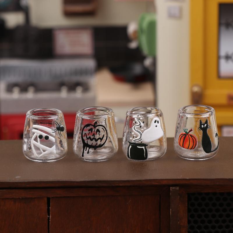 

1/12 Dollhouse Simulation Clear Glass Cup Model Dollhouse Mini Kitchen Decoration Dolls House Halloween Scene Decor Accessories