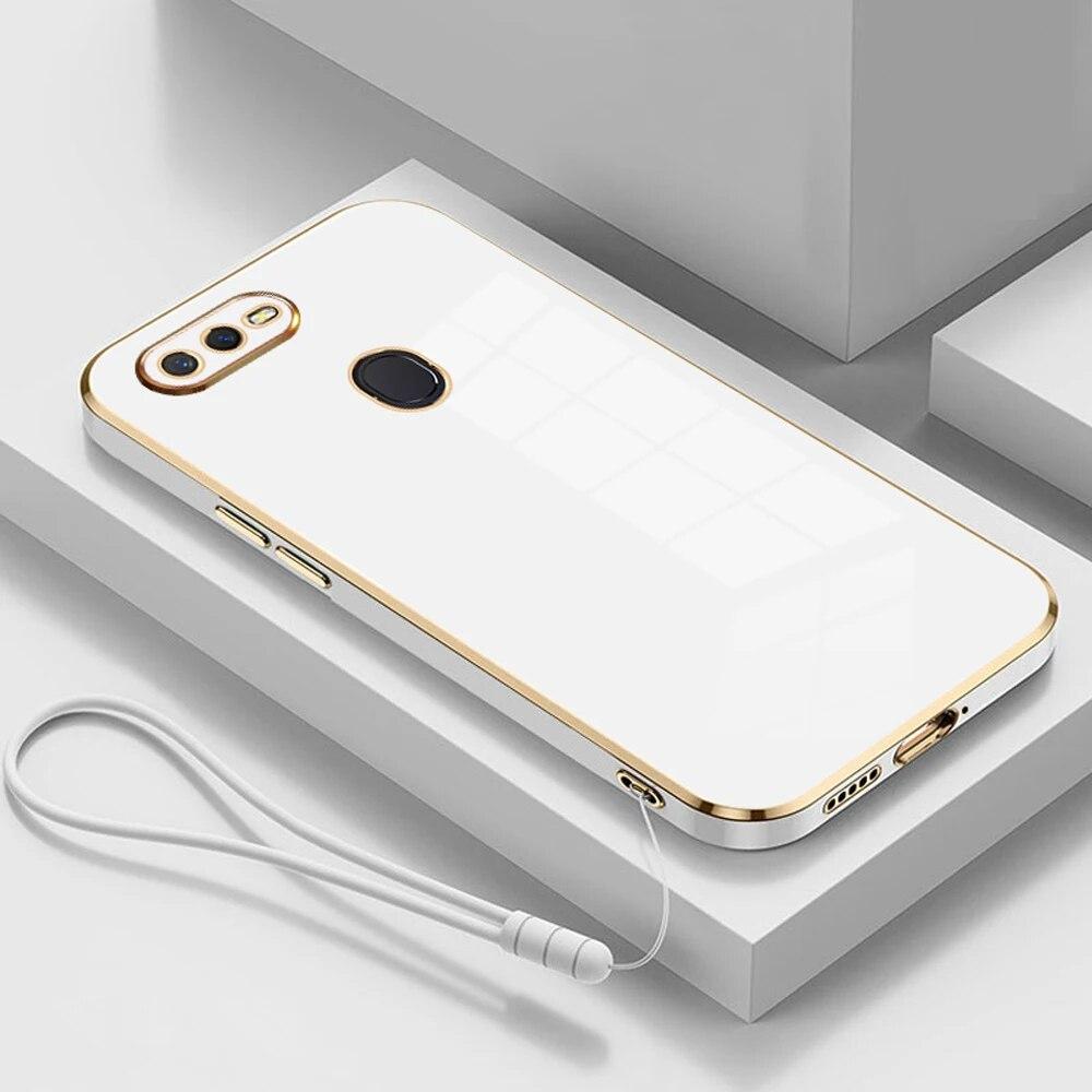 Pro Oppo A5s Case OPPO A7 AX7 Phone Case Oppo A12 Cover CPH1901 CPH1903 CPH1905 Luxusní čtvercový pokovení Nárazuvzdorný zadní kryt