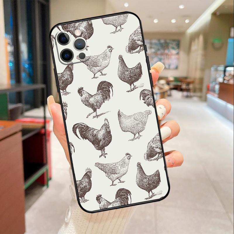Chicken Pattern Phone Case For iPhone 17 16 15 14 13 12 11 Pro Max Mini 16 Plus 16e 17 Air Protective Cover