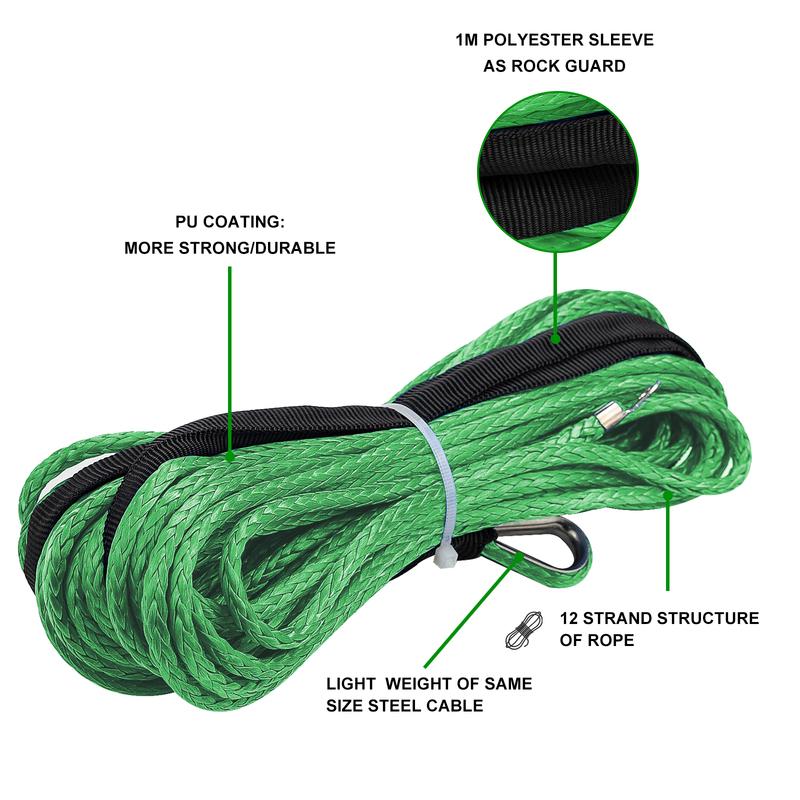15m /6mm Towing Winch Cable Rope String Line Synthetic Fiber 5500lbs/7000lbs/7700lbs For Jeep ATV UTV SUV 4X4 4WD Car Produts