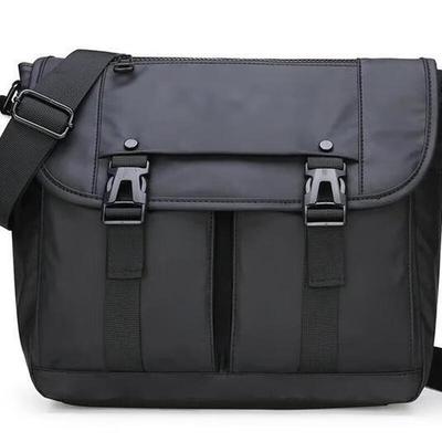 OEING Herren Schwarze Oxford-Stoff Schulter Crossbody Umhängetasche