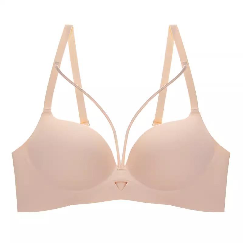 Black Seamless Bra with Unique Double Straps