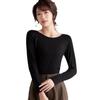 Modal Women's Slim Fit Long Sleeve Round Neck T-Shirt - Solid Color Versatile Autumn Top