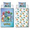 Reversible Bedding Set - POKEMON - Pikachu and Starter - Blue - Microfiber - 1 Duvet Cover 140 X 200 Cm + 1 Pillowcase 63 X 63 Cm