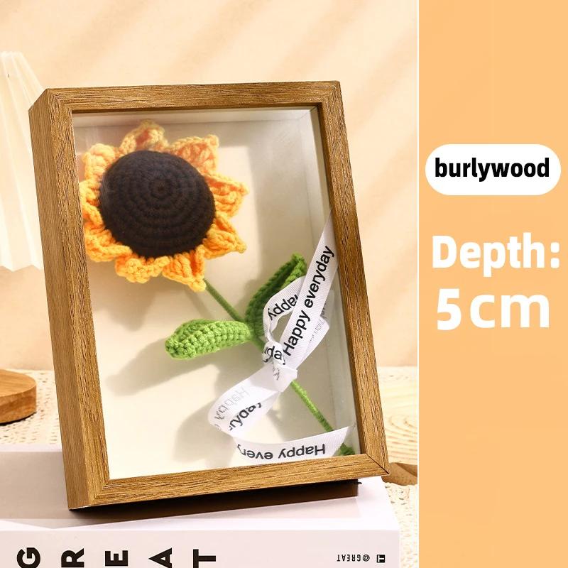 Trä 3D-bildramar Djup 3 cm 5 cm Torkad blomma Provhållare Handgjord DIY Hantverk Display Fotoram Heminredning