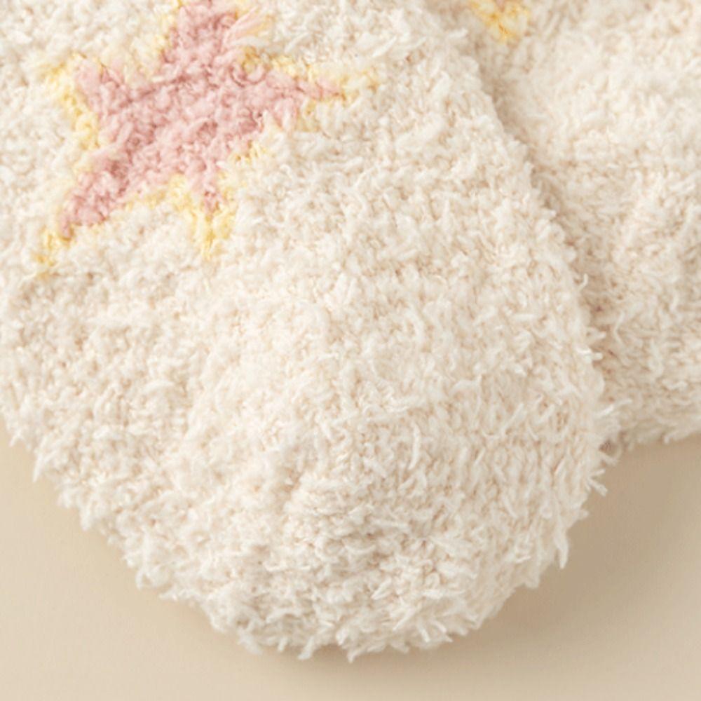 Cute Star Coral Velvet Socks Warm Floor Socks Thickened Cotton Socks  Women