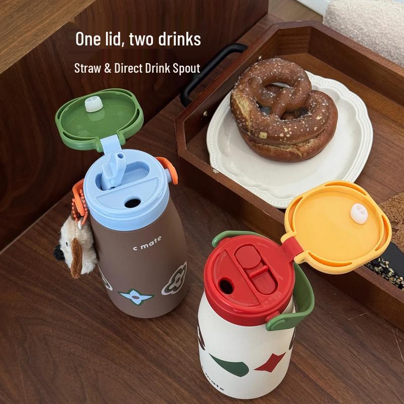 COOKSS Ceramic Lined Stainless Steel Insulated Straw Mug