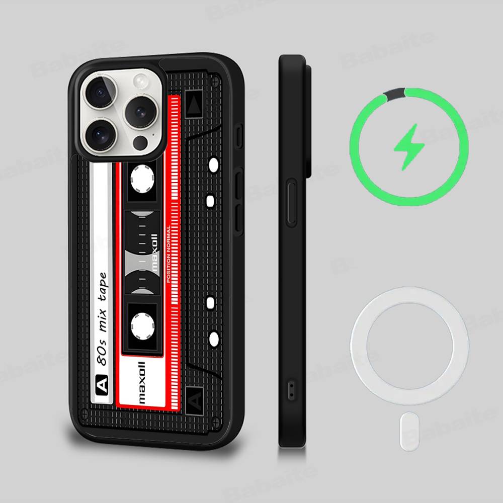 Magnetic Radio Tape Cassette For Magsafe Magnetic Wireless For IPhone 17 Pro Max 15 Plus 14 13 12 11 16 Pro Phone Case