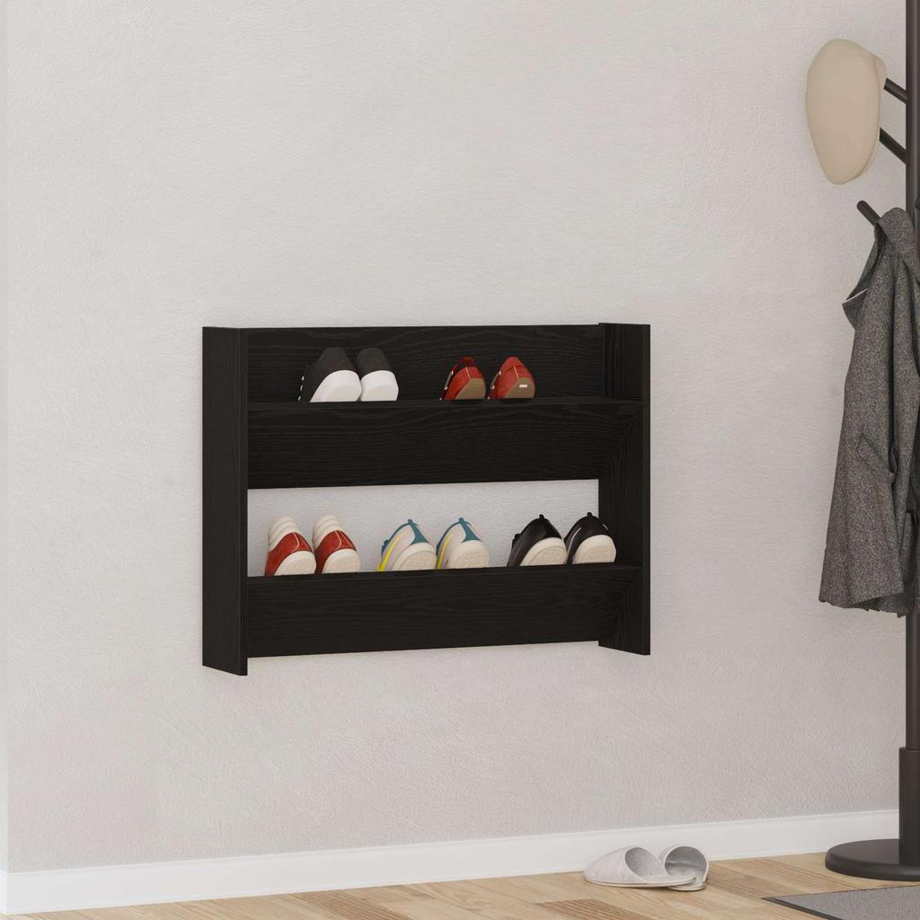Shoe Cabinet Black Oak Look 82 x 18 x 60 cm Particleboard