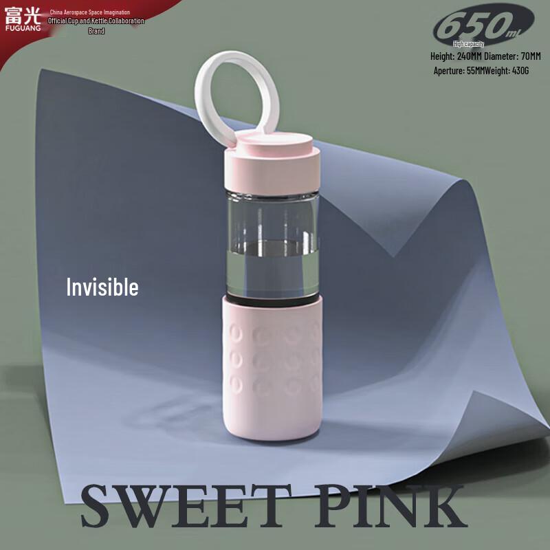 

FUGUANG Portable Glass Water Bottle with Hidden Handle Lid
