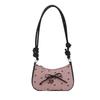 Pink super fire bow crescent armpit bag women's summer 2025 new high-end light luxury niche shoulder small square bag