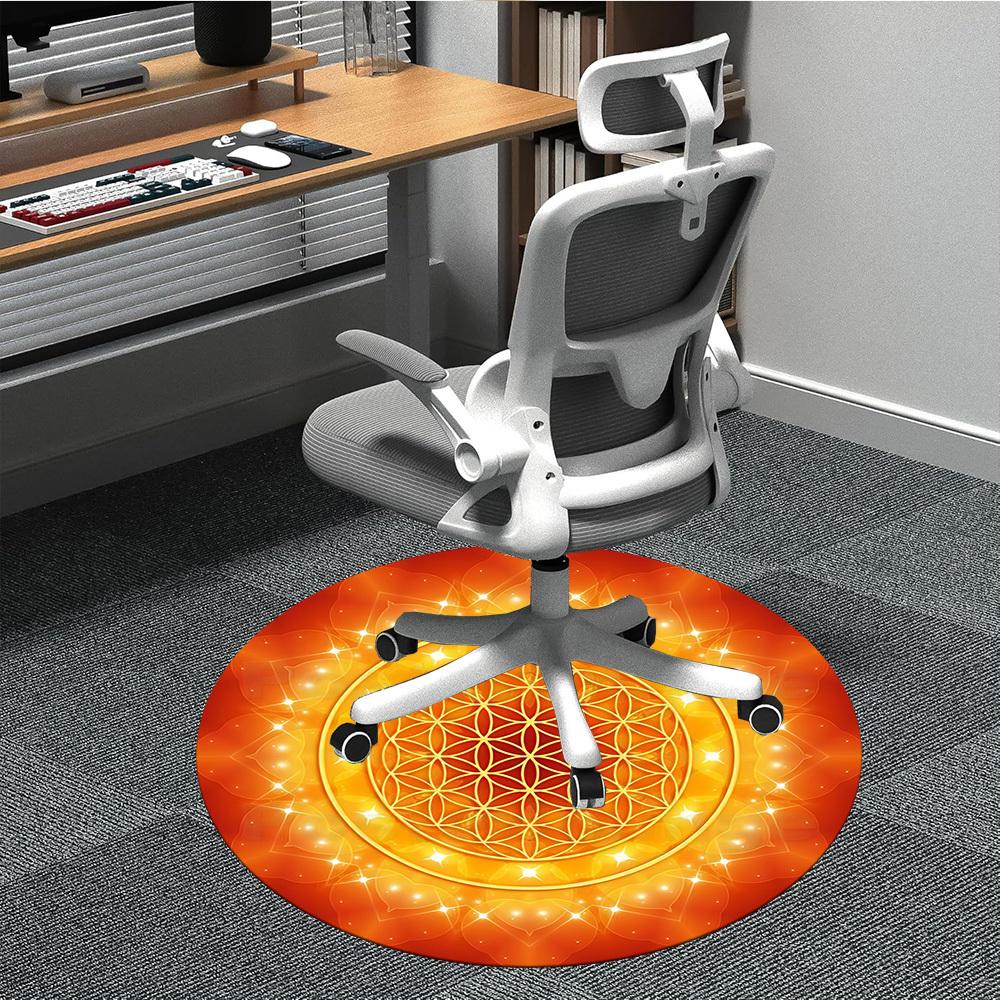 1pc Flower of Life Mandala Chair Carpet for Office, Non Slip, Soft and Durable Office Rug