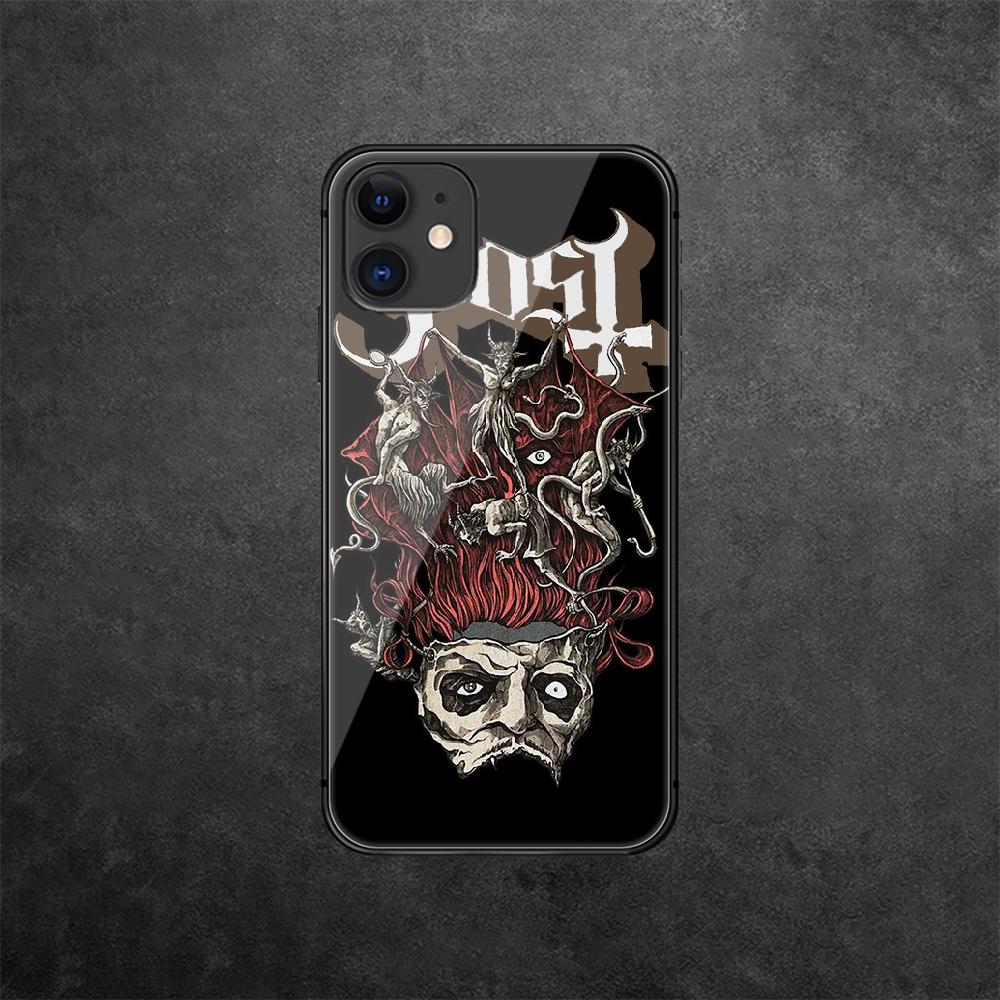 Ghost Rock Band Tempered Glass Phone Case For iPhone Samsung Galaxy Redmi Xiaomi Note S A 16 15 14 13 12 11 20 21 22 23 53 54 Pro Plus Ultra Tpu Cover