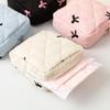 Gift Bow Sanitary Napkin Organizer Bag Quilted Coquette Women's Mini Clutch Bag Cotton Small Makeup Bag