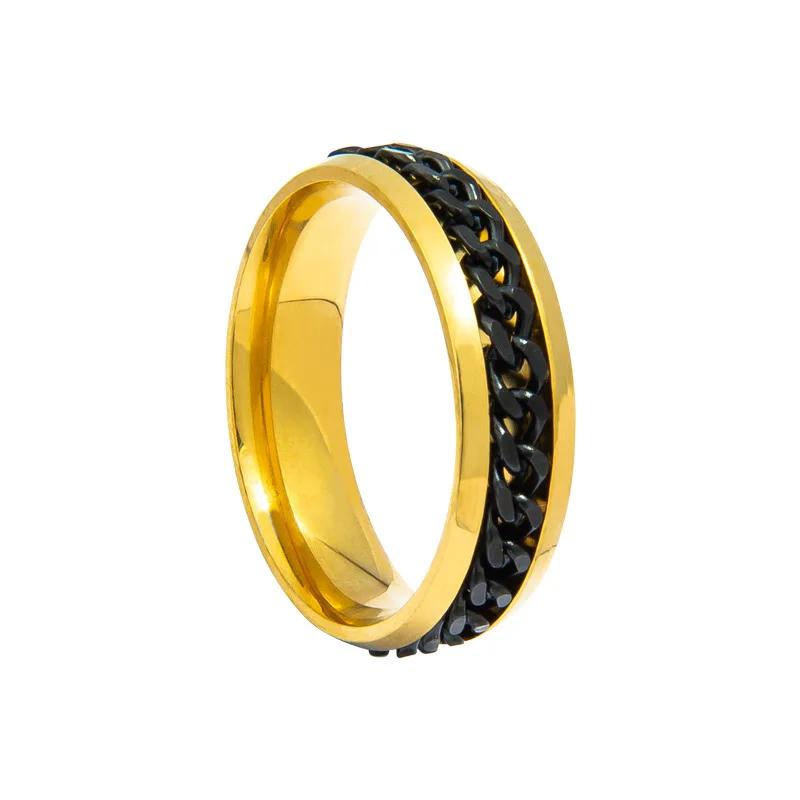 Stainless Steel Rotatable Chain Couple Ring Anxiety Multifunctional  Fashion 6mm Fidget Spinner Rings Power Sense Gifts