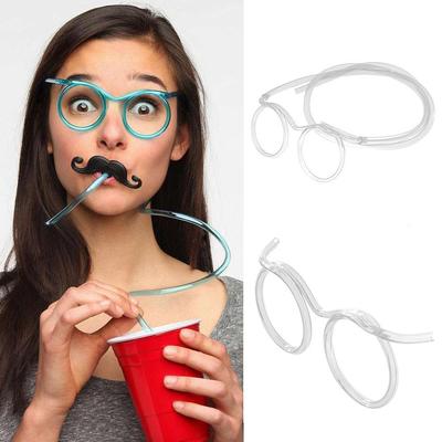 Silly Straw Glasses Reusable Fun Loop Drinking Straw Eye Glasses Novelty Eyeglasses Straw for Kids Party