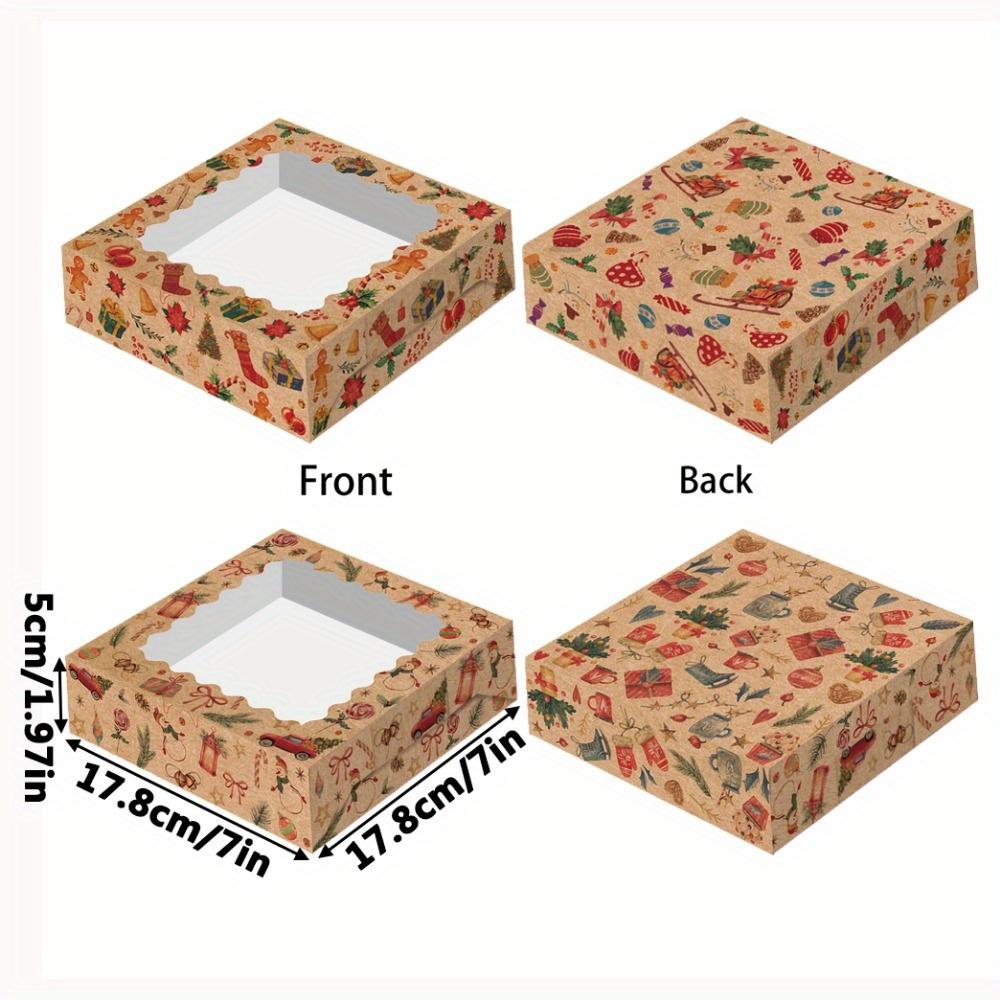 12 boîtes à biscuits de Noël avec fenêtre de visualisation, contenants de boulangerie en papier kraft avec couvercles, parfaits pour les desserts de Noël et les cadeaux de fête