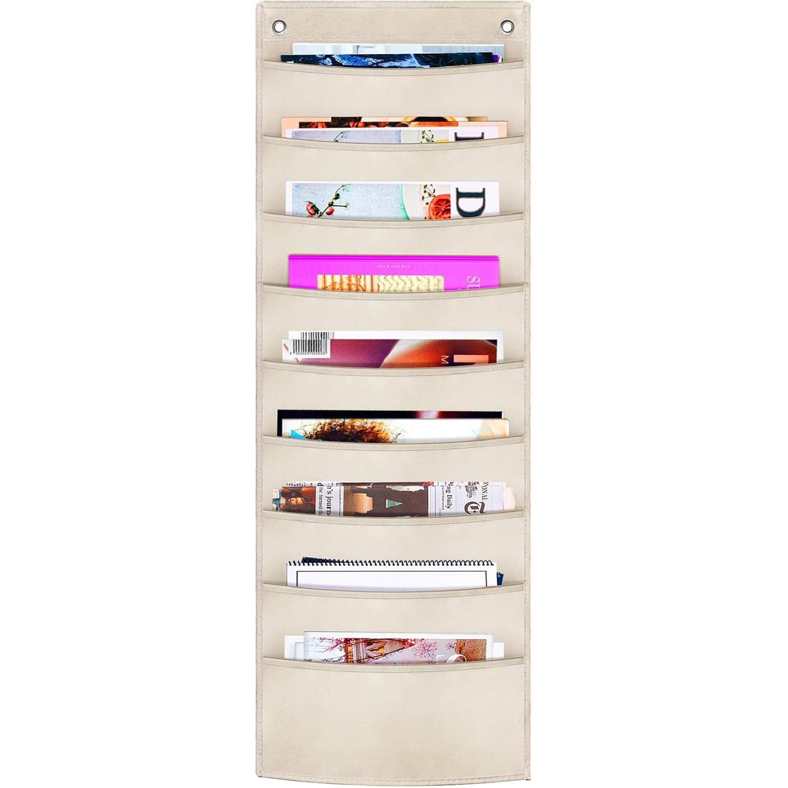 Vowcarol 9 Pocket Wall File Organizer, Magazine File Holder, Mail Organizer Wall Mount