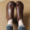 All Cowhide Wool Women's Boots Winter New Middle and Old Wedge Heel Mother Boots Retro Short Boots Platform Leather Cotton Shoes