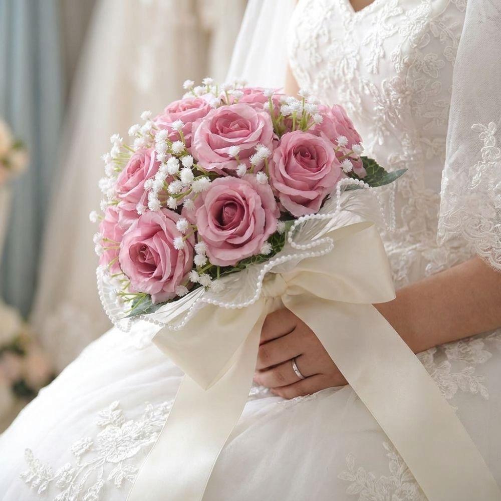 Exquisite Bridal Bouquet Baby's Breath White Rose Bouquet Bride Accessories