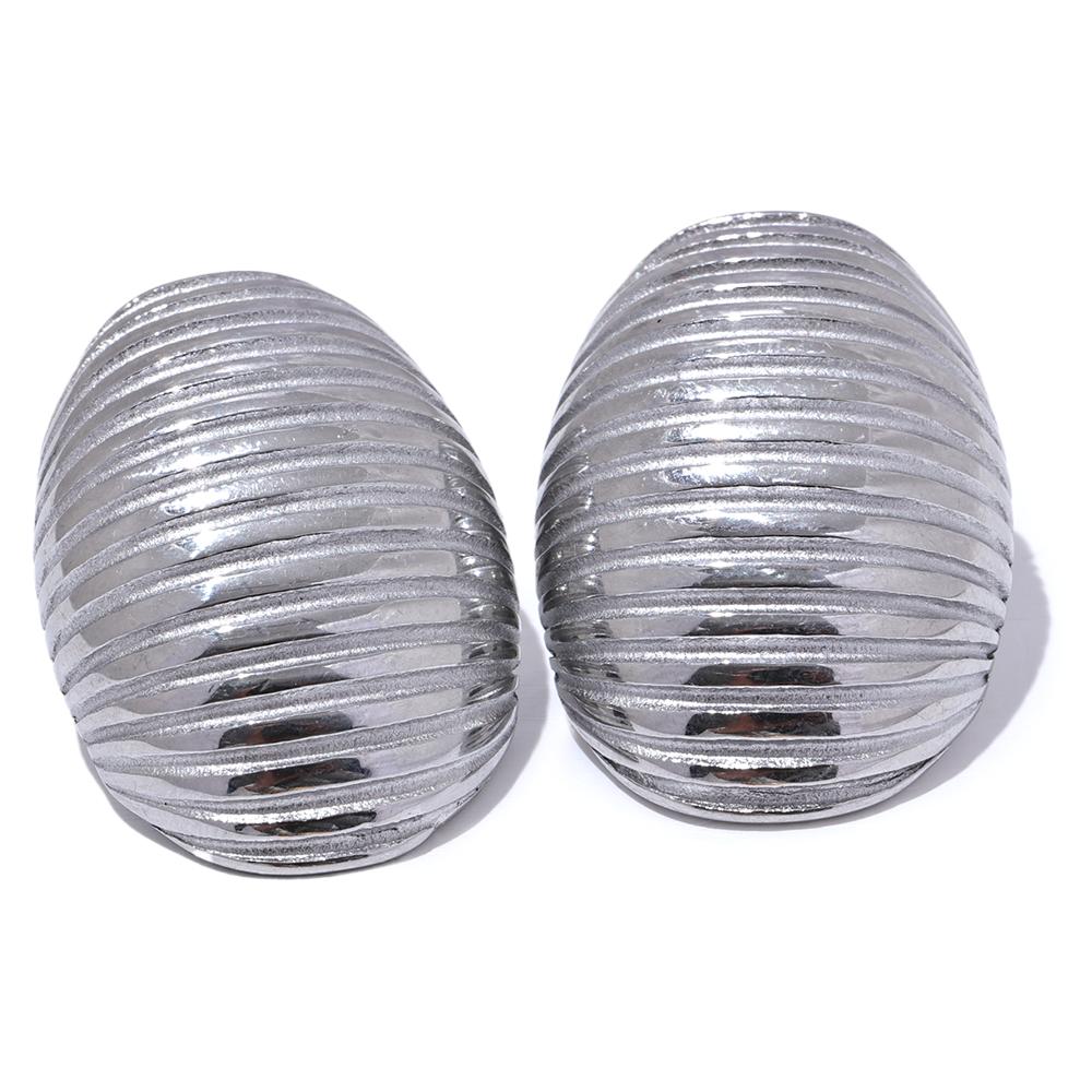 Yhpup Stainless Steel Stripe Unusual Personalized Stud Earrings Geometric Waterproof Statement Metal Charm Jewelry Women