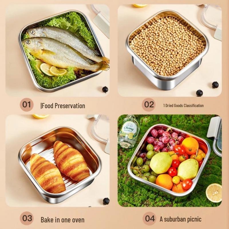 Frischhalte-Bento-Box aus Edelstahl mit Deckel (Verdickt & Versiegelt)