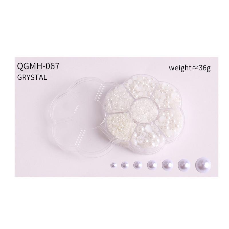 Nail Art Jewelry Plum Blossom Abs Semicircle Nail Art Pearl Jewelry Flat Bottom Diamond Nail Art Ornament