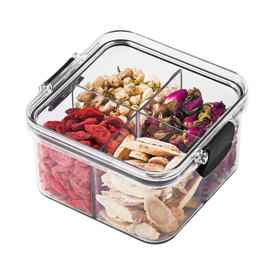Airtight Food Storage Box Sealed Transparent Multi-Compartment Container Stackable Food Canister for Kitchen Pantry Loose Tea Leaves Spices