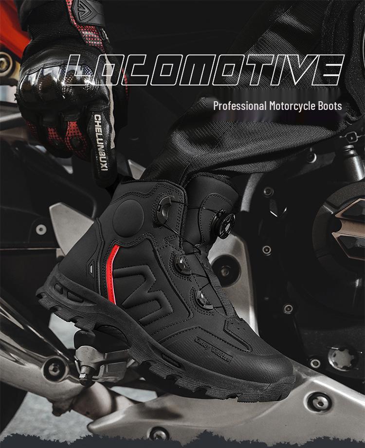 New Arrival Plus Size Mid-Top Motorcycle Racing Shoes: Waterproof, Anti-Fall, Wear-Resistant, Four Seasons Cycling Shoes