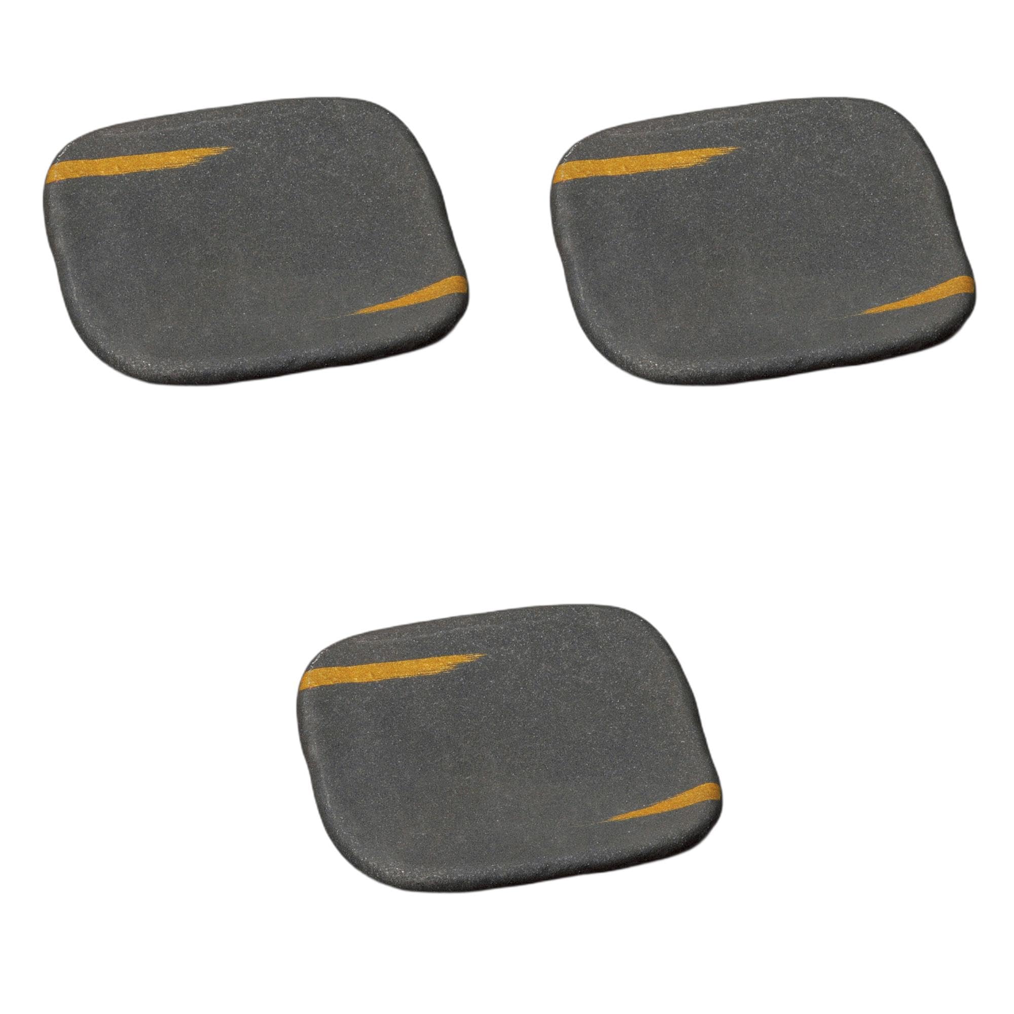 

Набор из 3 квадратных тарелок Golden Cloud 19 см [19x19x2 см] | Керамические квадратные тарелки от Setomonohonpo