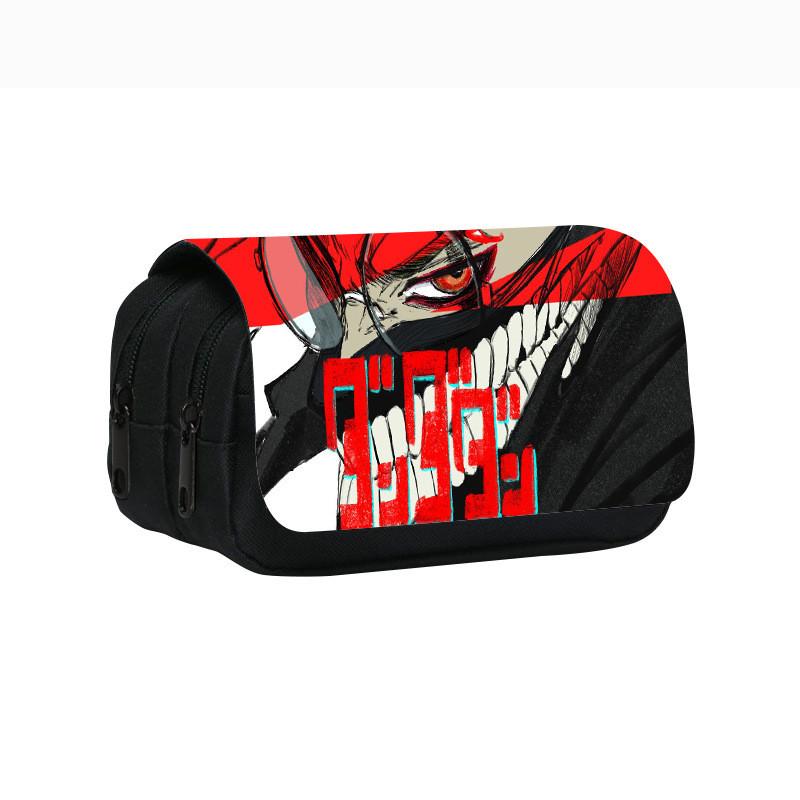 Dandadan Double Layer Pencil Case With Nylon Material For Students And School Supplies
