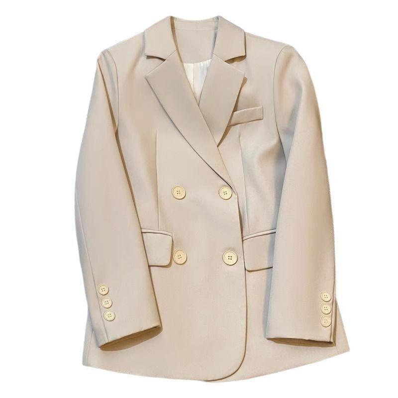 

Слоновая кость повседневный универсальный блейзер женский весна и осень новая мода высококлассный двубортный дизайн главный тренд XL