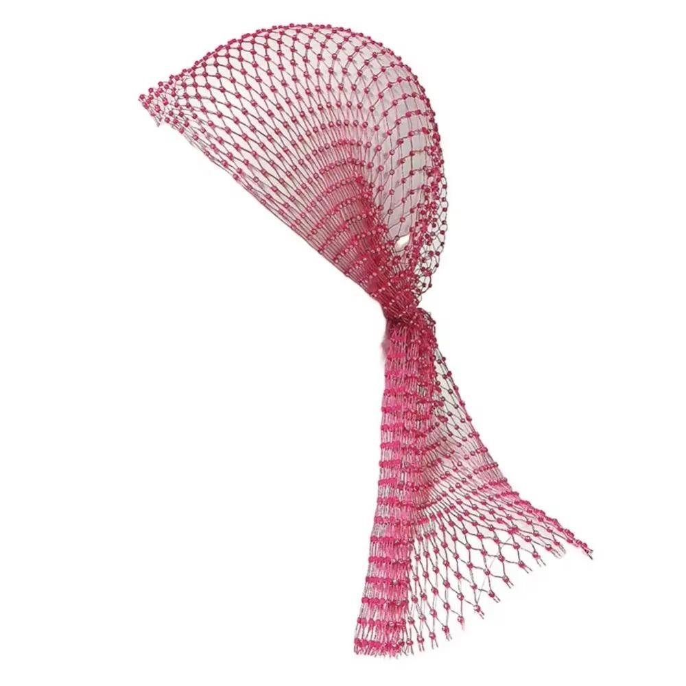 Fashion Elastic Rhinestone Hat Ball Cosplay Mesh Rhinestone Pirate Hat Hollow Out Snood Scarf Cap Women