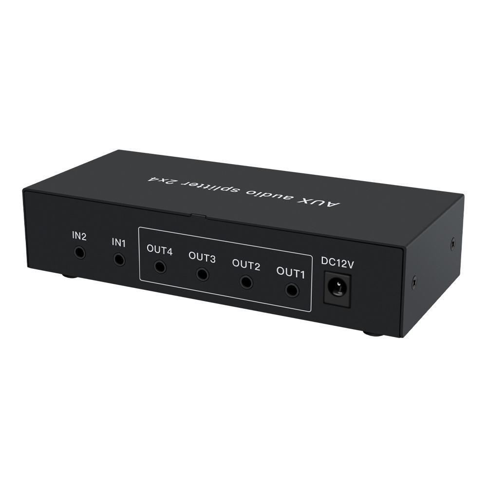 2-In 4-Out High Fidelity 3.5mm AUX Stereo Audio Distributor with Volume Control