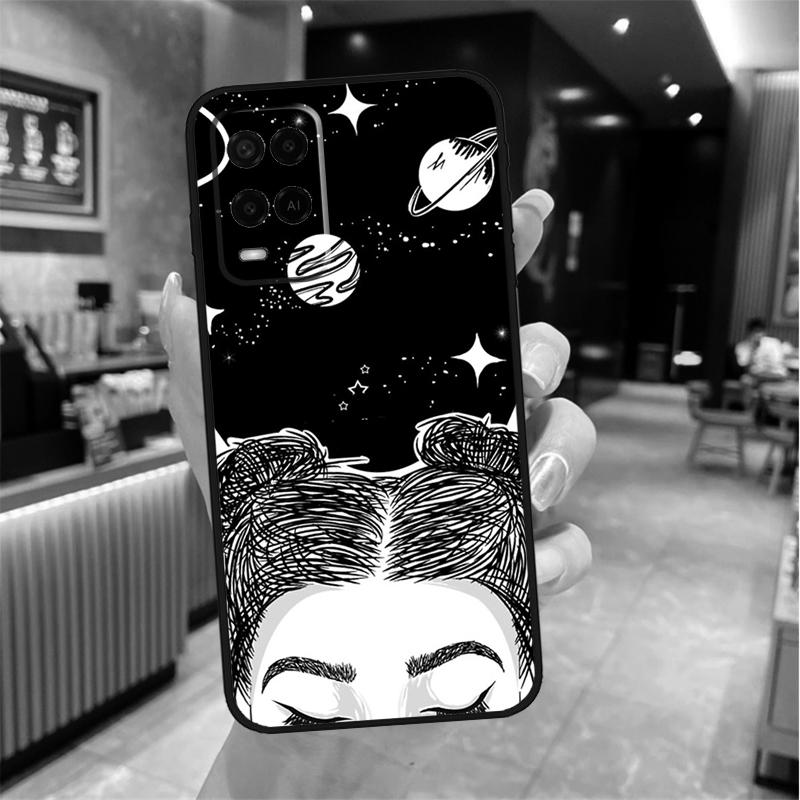Black Aesthetic Skeleton Digital Case For Oppo A98 A18 A38 A58 A78 A60 A80 A40 A96 A76 A16 A94 A74 A54 A15 A17 A57 A77 A5 Pro