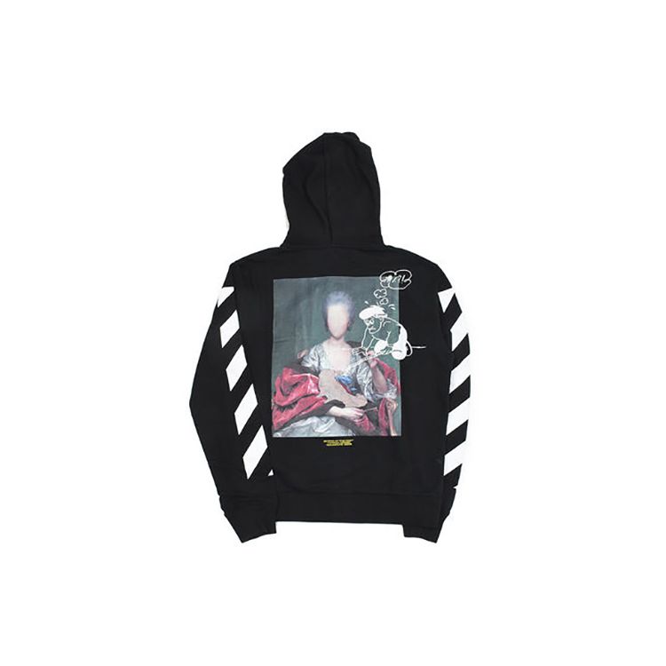 Off-White FW19 Individuality Print Hooded Zip Jacket Men Outerwear Black OMBE001E19E300051088