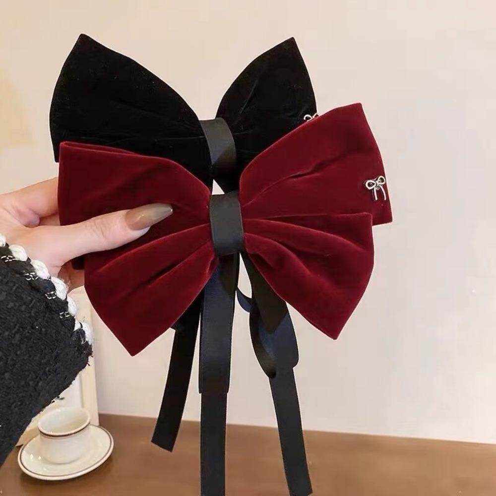 

Hair Clip Gifts Velvet Hair Accessories Bowknot Spring Clip Korean Style Hairpin Female Barrettes