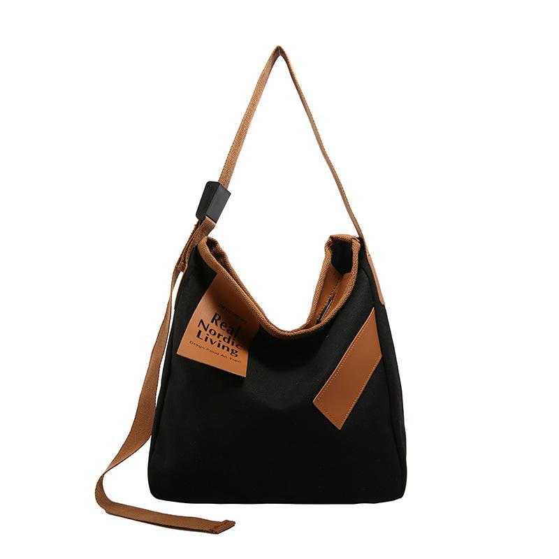 

Сумка из холста женская 2024 года новая модная большая вместительная сумка-мессенджер через плечо для студентов и студентов чёрный