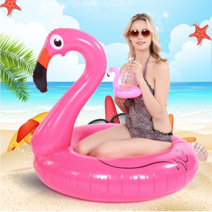 ALALEIMALL Flamingo Inflatable Pool Swimming Ring for Kids Adult Float Swim Pool Party Water Sports