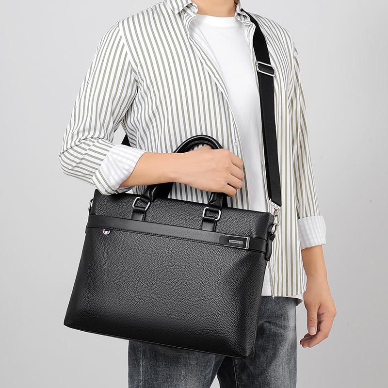 Large Capacity Business Handbag Men's Briefcase Soft Leather Men's Bag Shoulder Bag Crossbody Computer Bag Cool Bag
