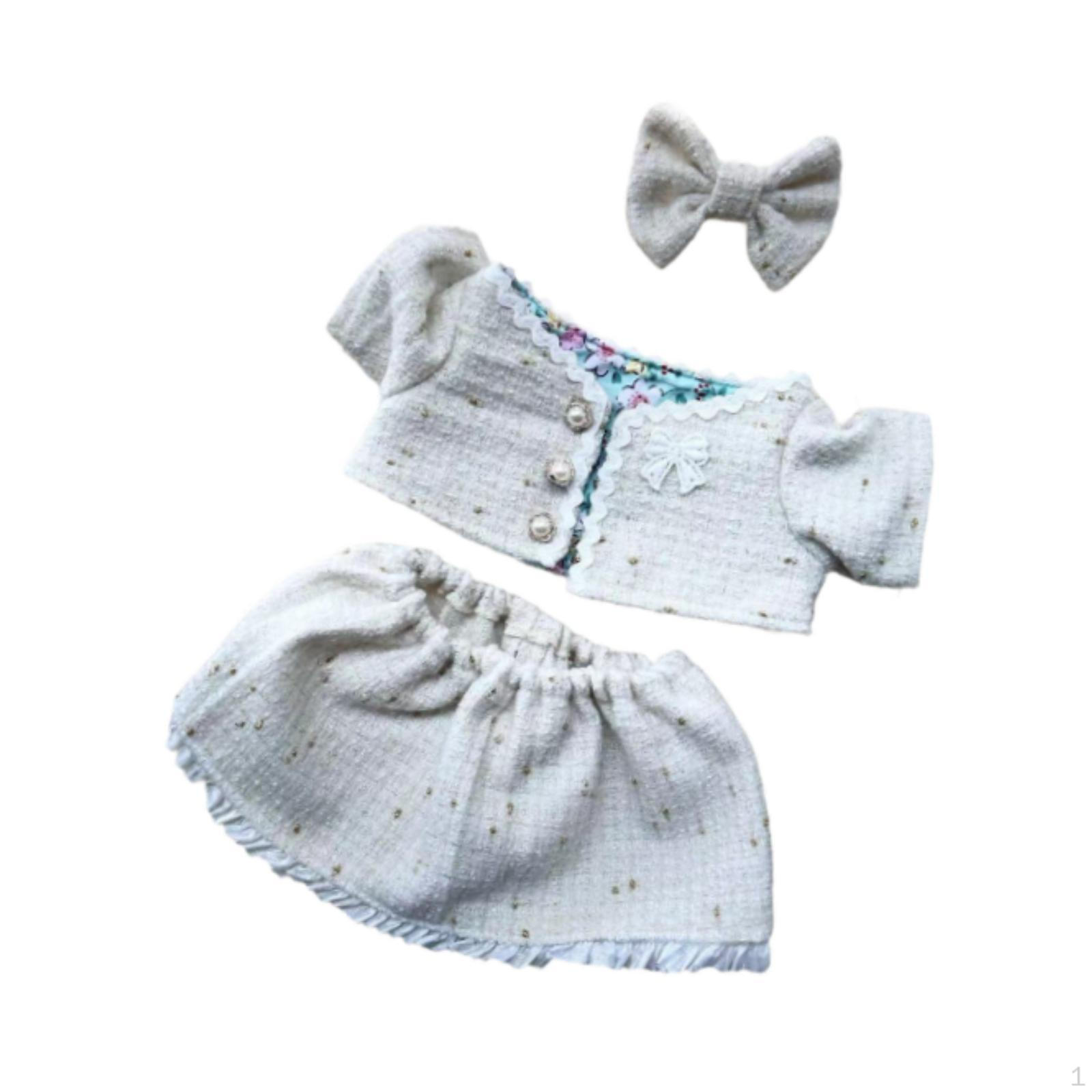 

Plush Doll Top Coat and Skirt Dress up Costume Outfit Short Sleeve Outfits for 15.75inch белый