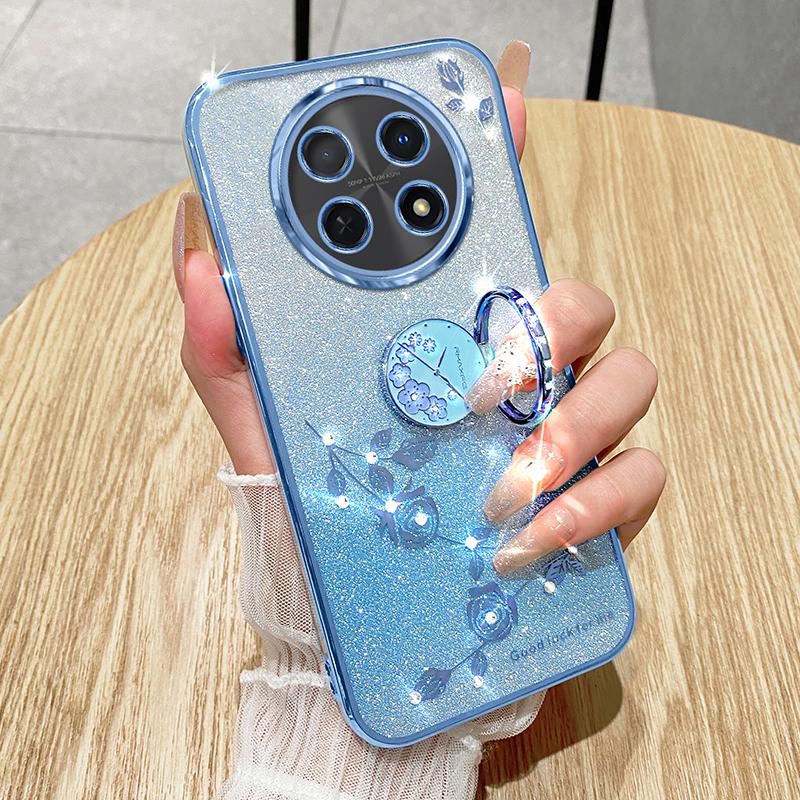 KADEM For Realme 13 Pro 5G (Global)/13 Pro+ 5G (Global) Case Ring Kickstand TPU Flowers Phone Cover Gradient Glitter