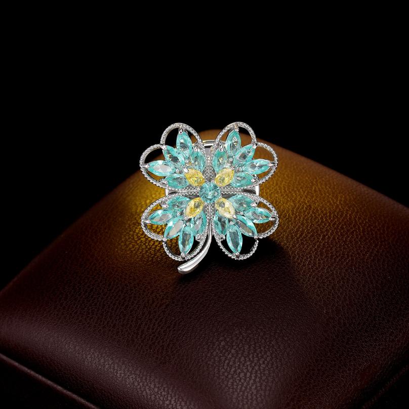 Exquisite Korean-style Zircon Flower Brooch with Magnetic Clasp, Small Collar Pin, Cardigan, Anti-exposure Collar, Suit Pin